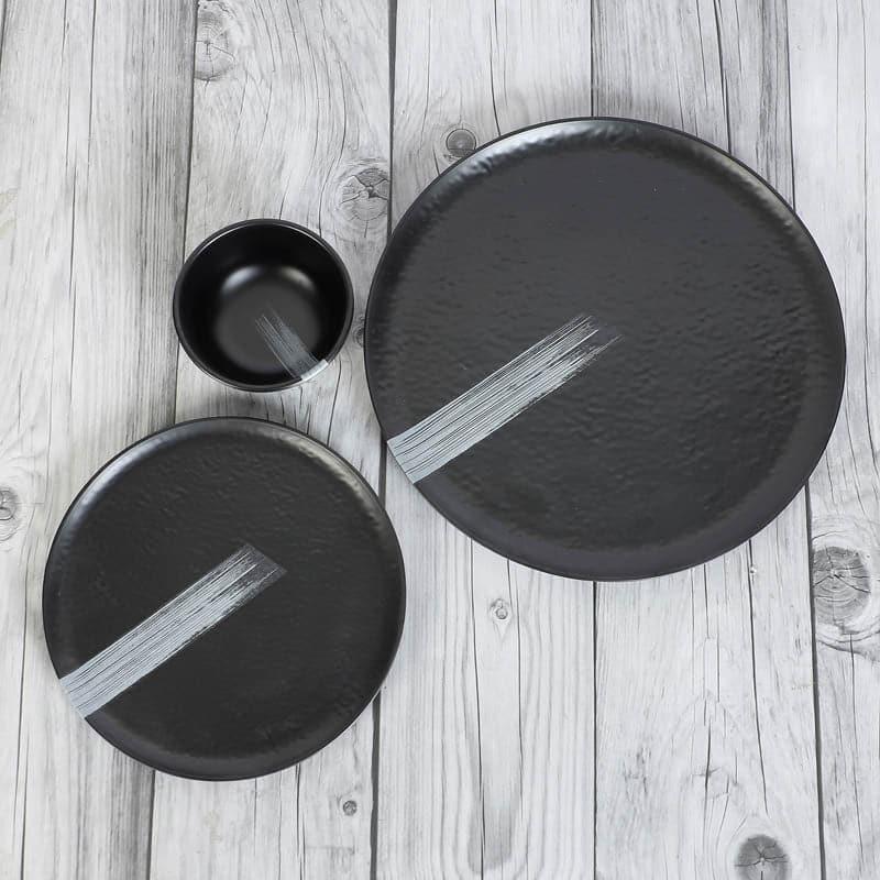 Dinner Set - Stripe Swipe Dinner Set (Black) - 24 Piece Set