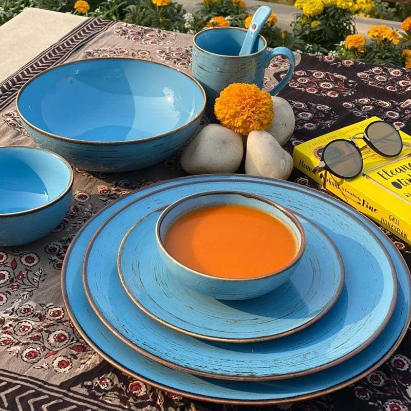 Buy The Blue Sky Dinner Set - Eighteen Piece Set Dinner Set from Vaaree