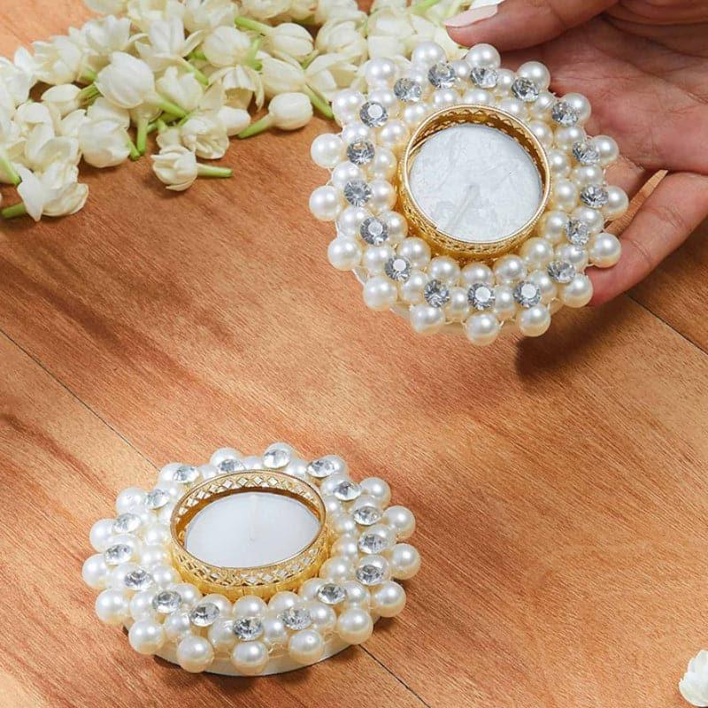 Buy Amura Pearl Festive Diya - Set Of Two Diyas from Vaaree