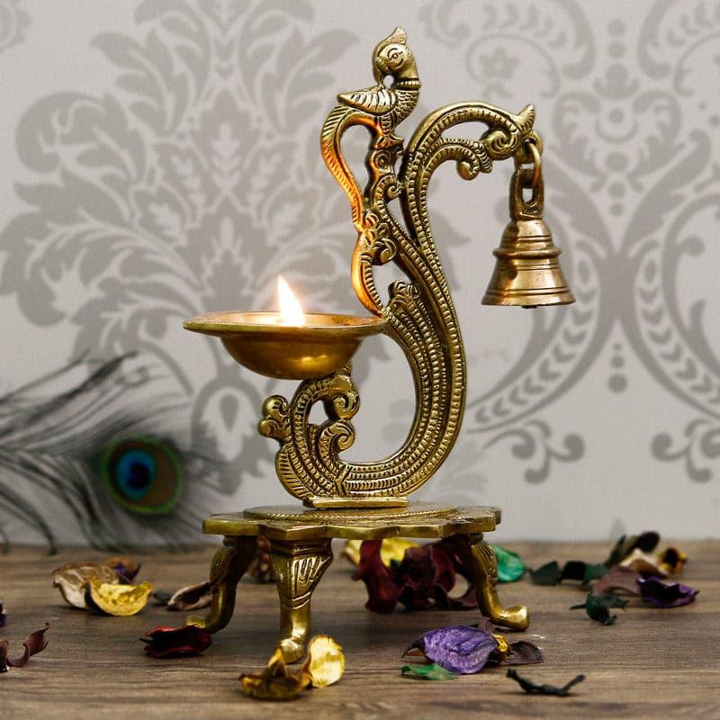 Buy Antique Brass Parrot Diya With Bell Diyas from Vaaree