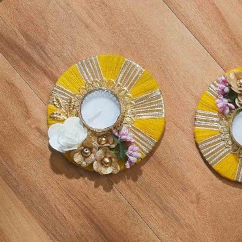 Buy Chakra Shimmer Festive Diya (Yellow) - Set Of Two Diyas from Vaaree