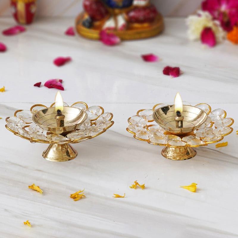 Buy Chandana Crystal Diya - Set Of Two Diyas from Vaaree