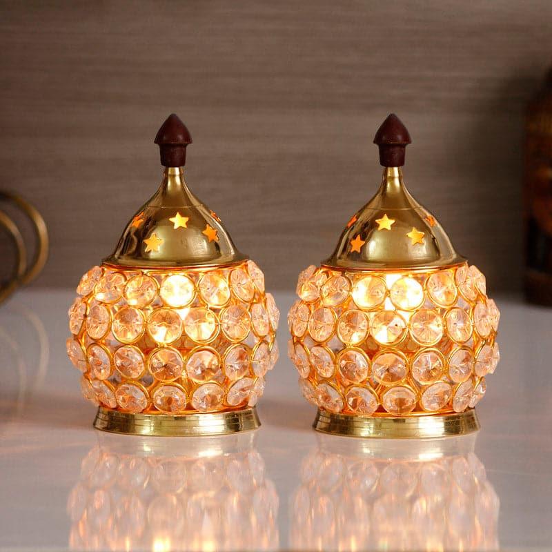 Buy Crystal Akhand Diya - Set Of Two Diyas from Vaaree