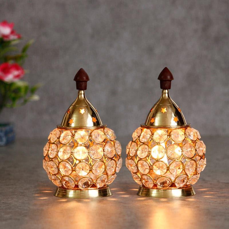 Buy Crystal Akhand Diya - Set Of Two Diyas from Vaaree