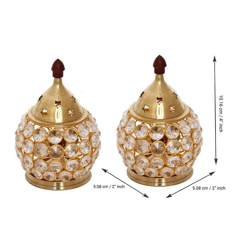 Buy Crystal Akhand Diya - Set Of Two Diyas from Vaaree