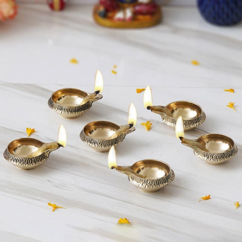 Buy Dritha Brass Diya - Set Of Six Diyas from Vaaree