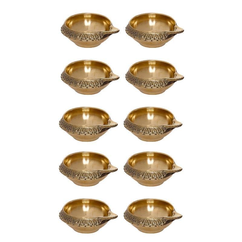 Buy Dritha Brass Diya - Set Of Ten Diyas from Vaaree