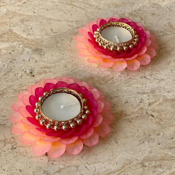 Diyas - Festive Lotus Bloom Diya - Set Of Two