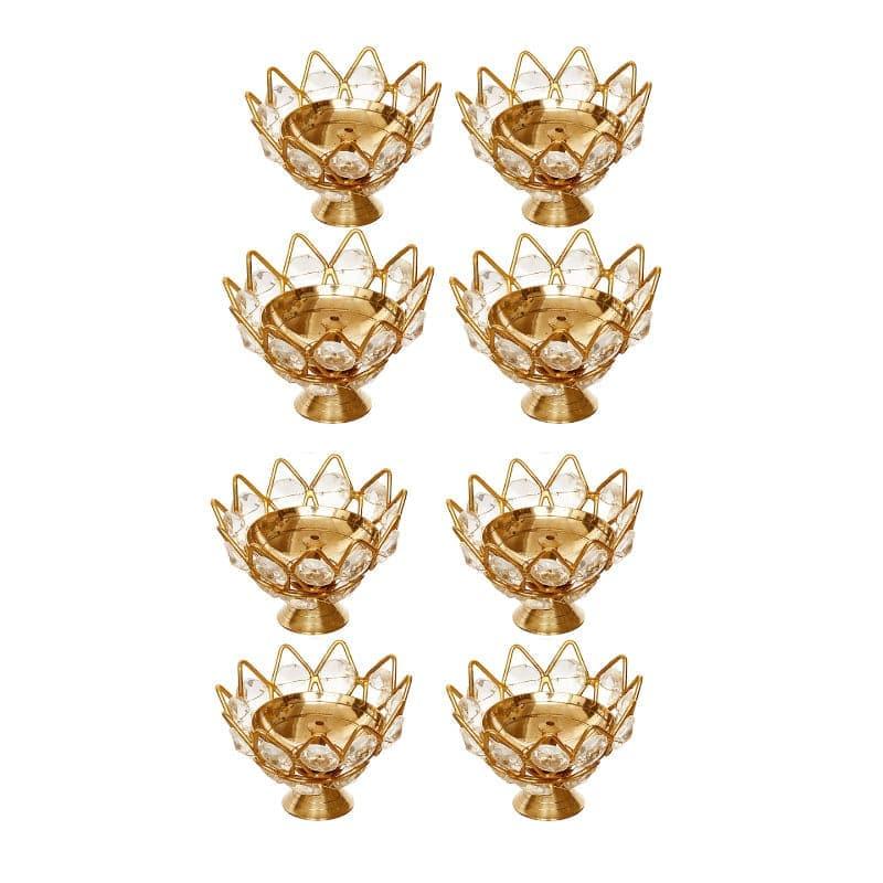 Buy Garga Cryatal Brass Diya - Set Of Eight Diyas from Vaaree