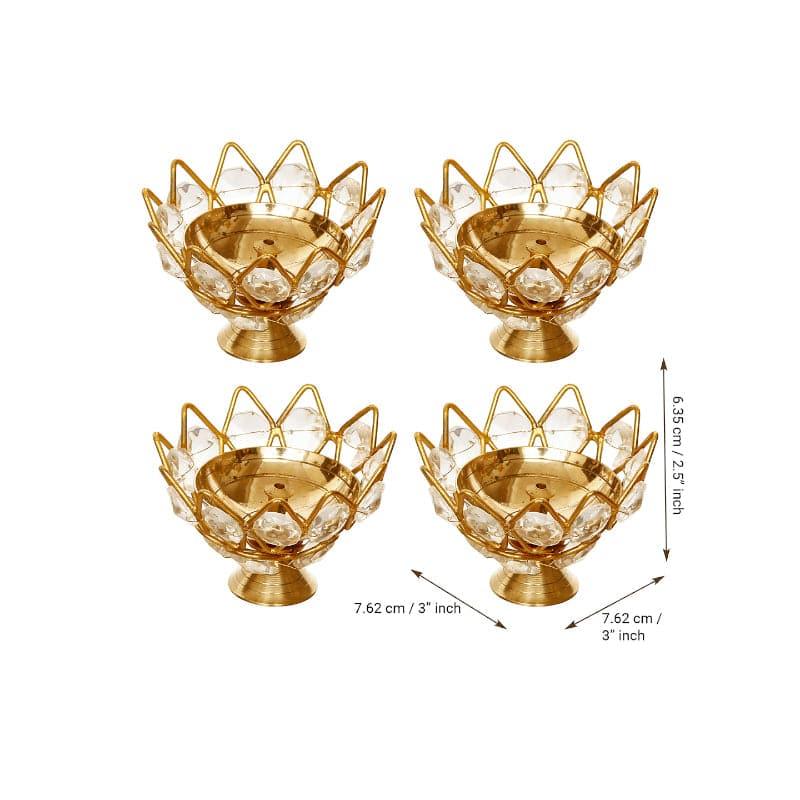 Buy Garga Cryatal Brass Diya - Set Of Eight Diyas from Vaaree