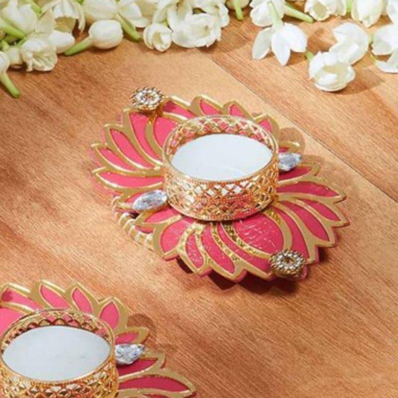 Buy Kamal Bloom Festive Diya (Red) - Set Of Two Diyas from Vaaree