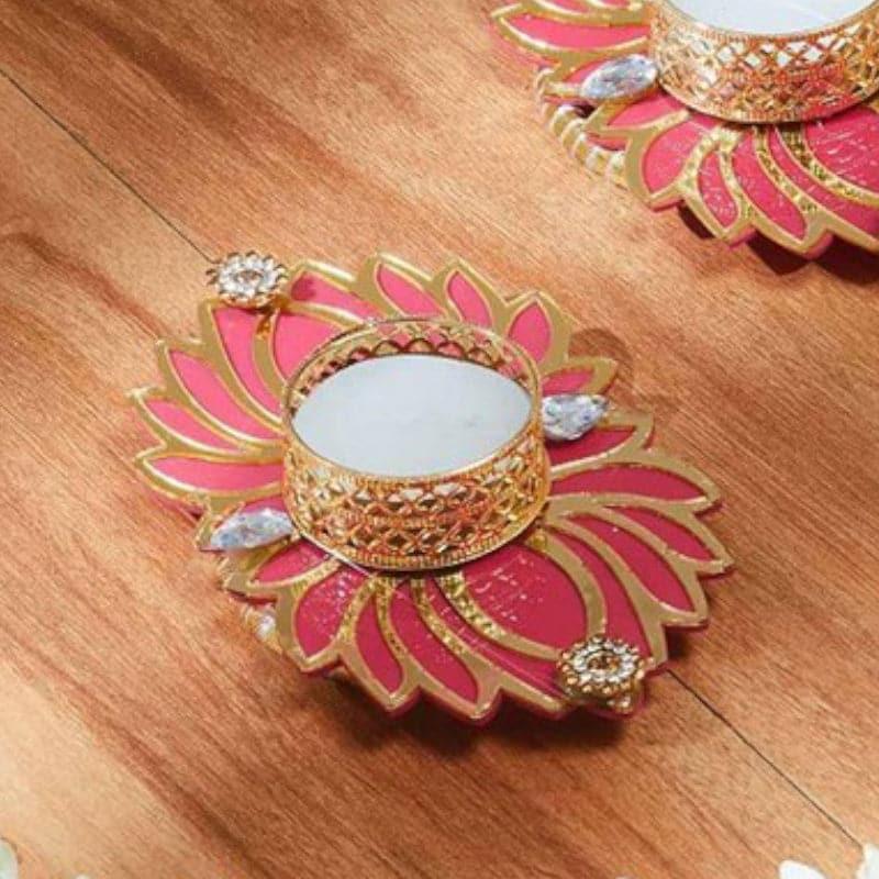 Buy Kamal Bloom Festive Diya (Red) - Set Of Two Diyas from Vaaree