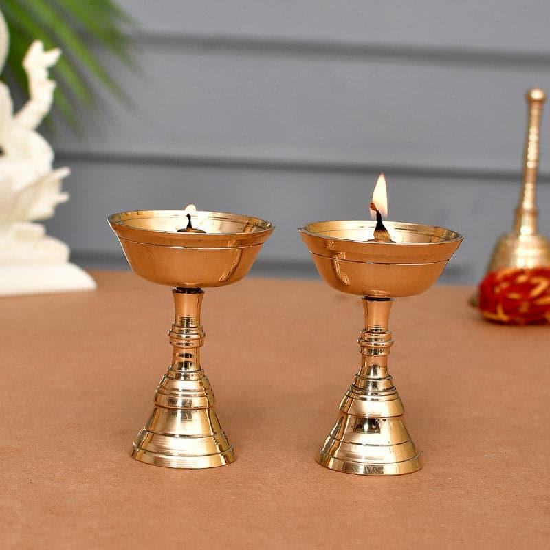 Buy Kerala Brass Diya - Set Of Two Diyas from Vaaree