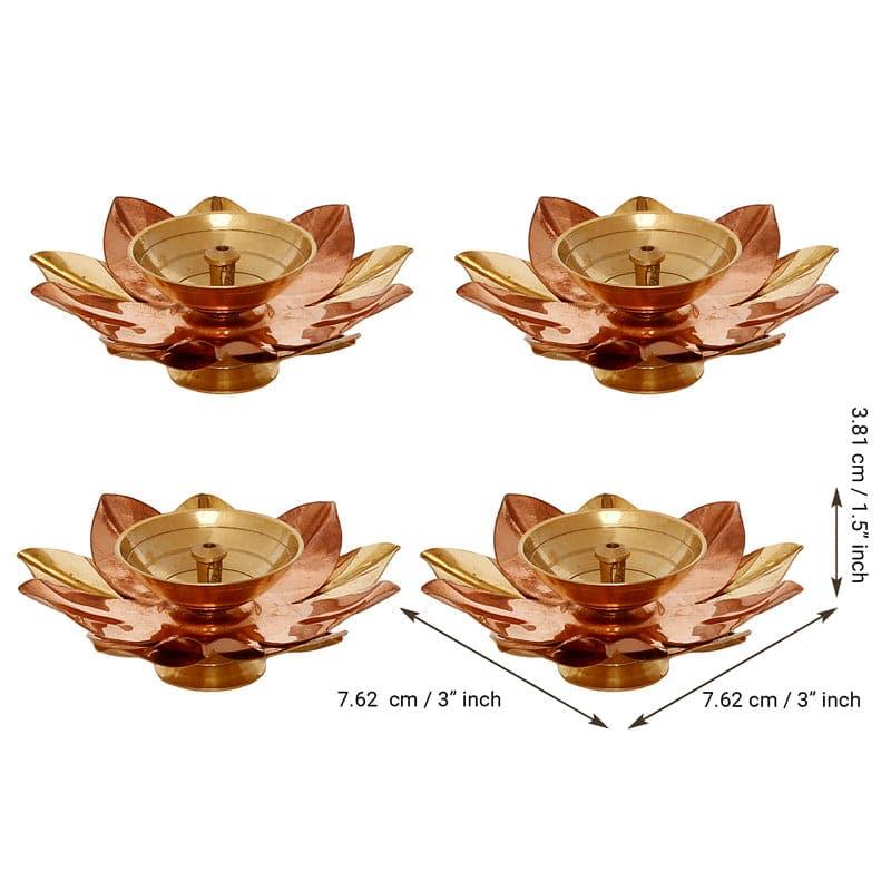 Buy Lotus Bloom Brass Diya - Set Of Four Diyas from Vaaree