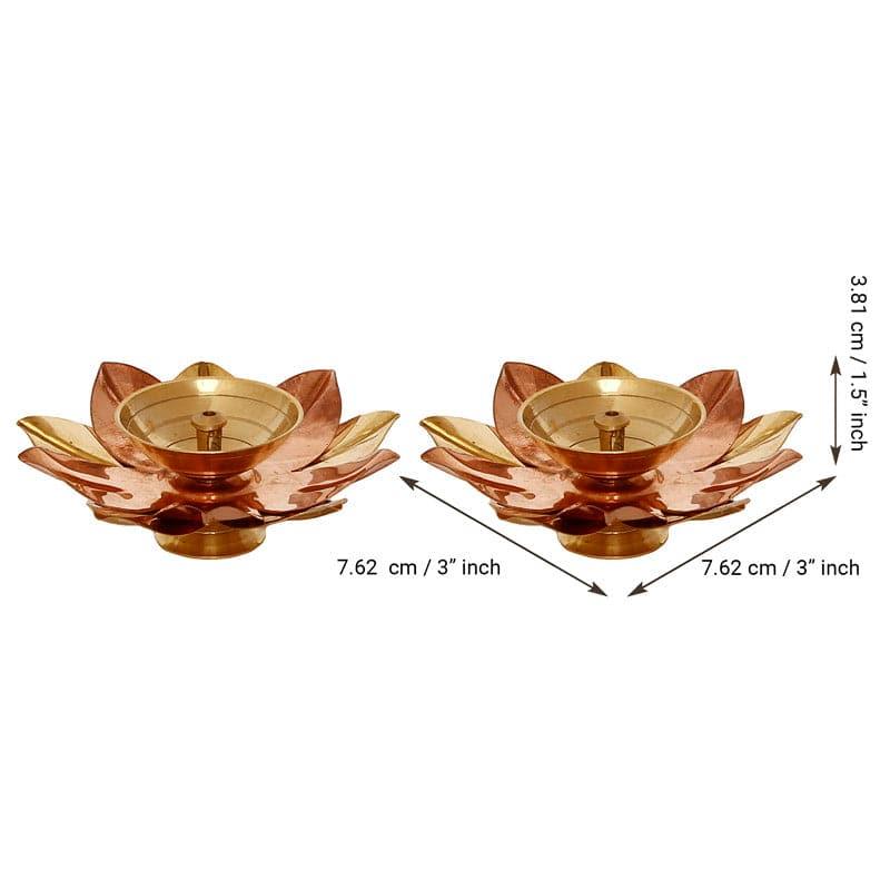 Buy Lotus Bloom Brass Diya - Set Of Two Diyas from Vaaree