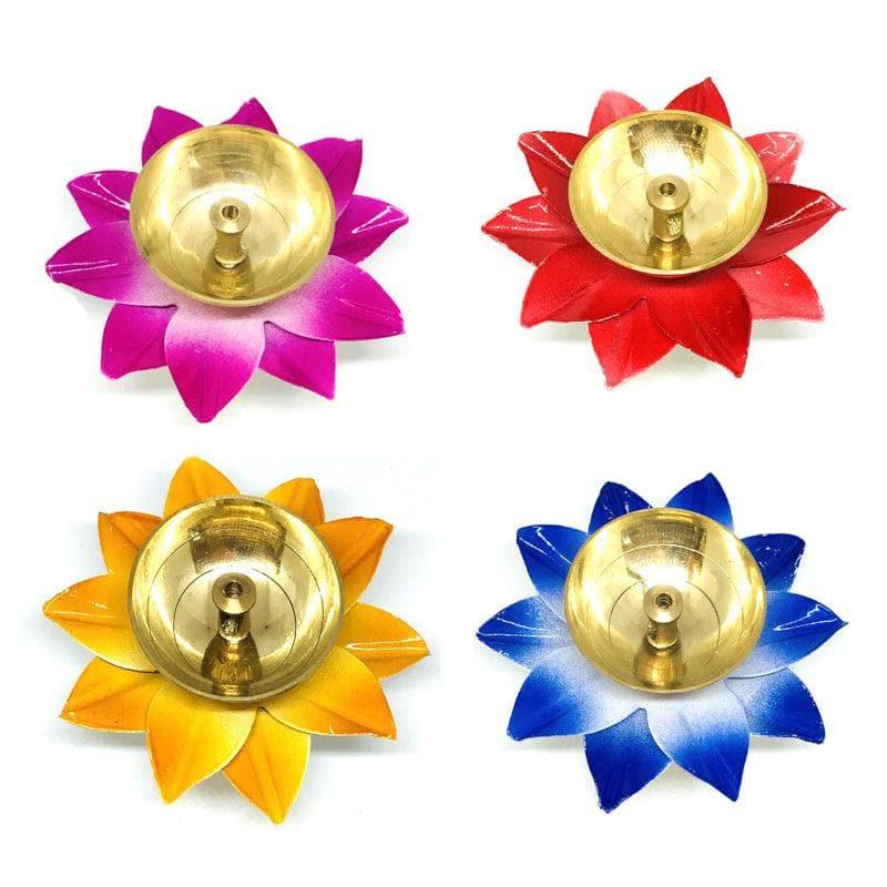 Diyas - Lotus Diyas (Multicolor) - Set Of Four