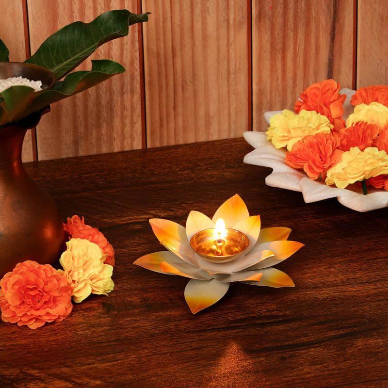 Buy Lotus Diyas (Pink & Yellow) - Set Of Two Diyas from Vaaree