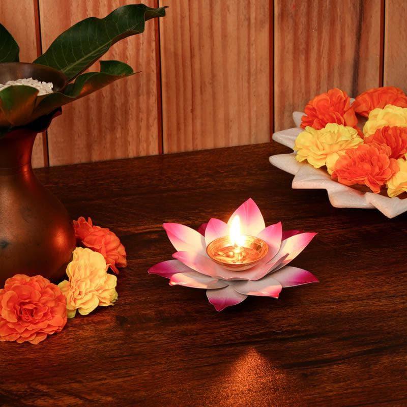 Buy Diyas - Lotus Tealight Candle Holder (Blue & Pink) - Set Of Two at Vaaree online