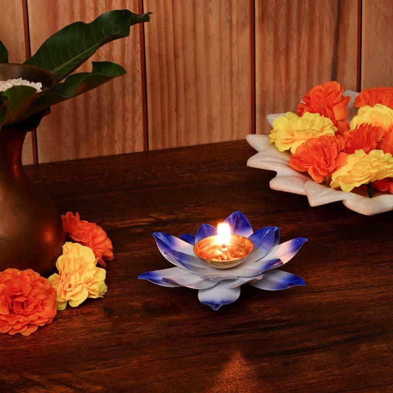 Buy Lotus Tealight Candle Holder (Blue & Pink) - Set Of Two Diyas from Vaaree