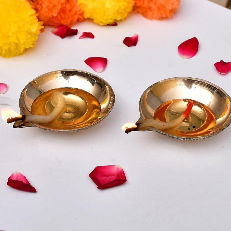 Buy Makar Brass Diya - Set Of Two Diyas from Vaaree