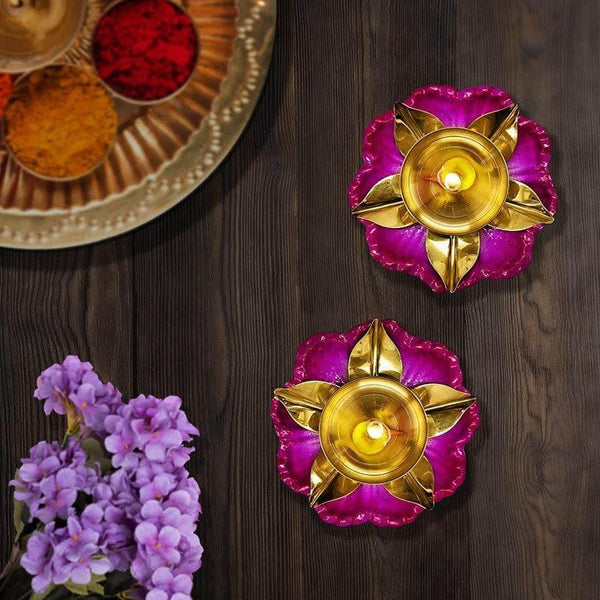 Buy Padmaja Brass Diya - Set Of Two Diyas from Vaaree