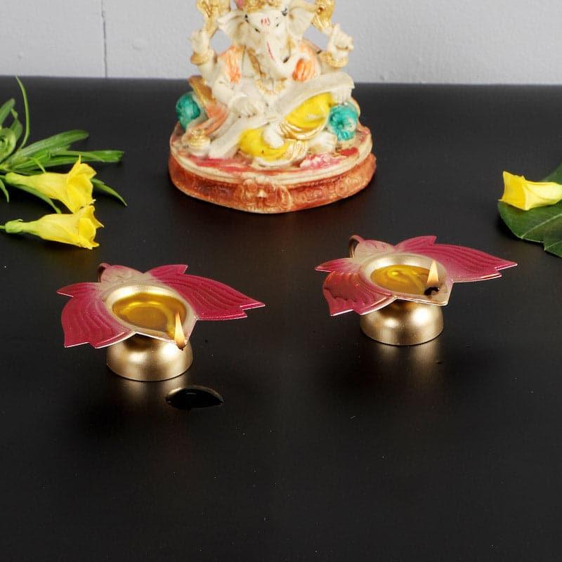 Buy Red Pushkar Tealight Holder - Set Of Two Diyas from Vaaree