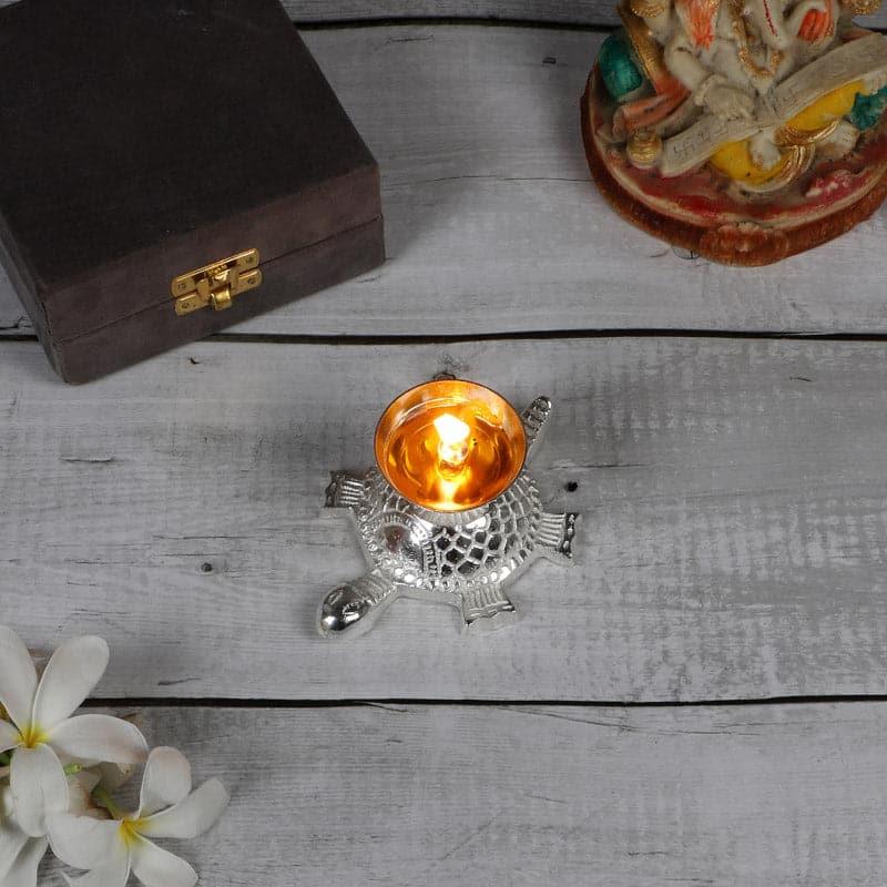 Buy Silver Sacred Tortoise Akhand Diya Box Diyas from Vaaree