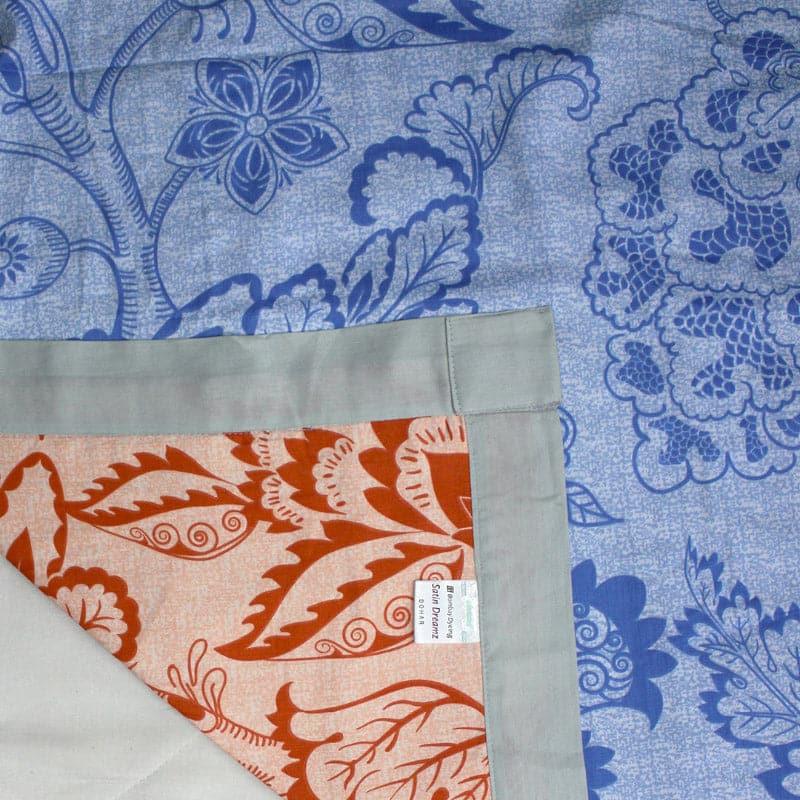 Buy Gelora Floral Reversible Dohar - Blue & Peach Dohars from Vaaree