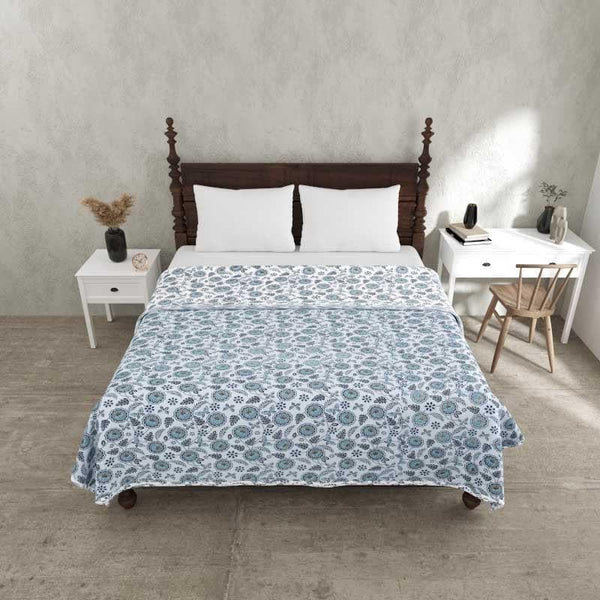 Dohars - Miksha Floral Printed Dohar - Blue