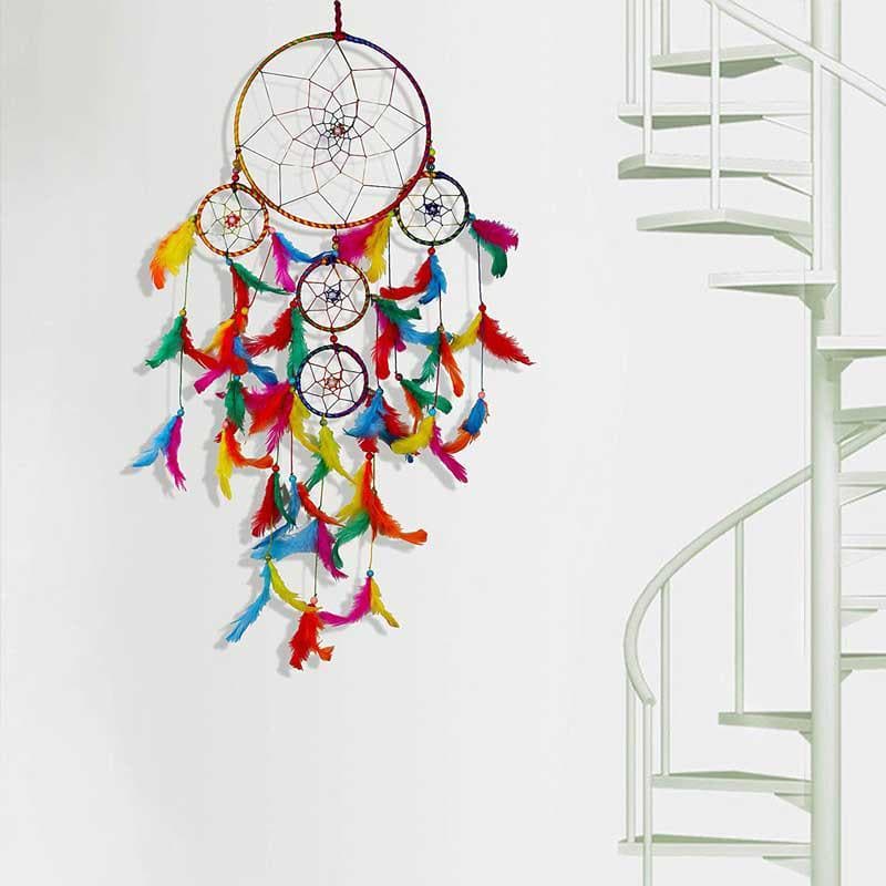 Buy Bohemian Passion Dreamcatcher (Rainbow) - Set Of Two Dreamcatchers from Vaaree