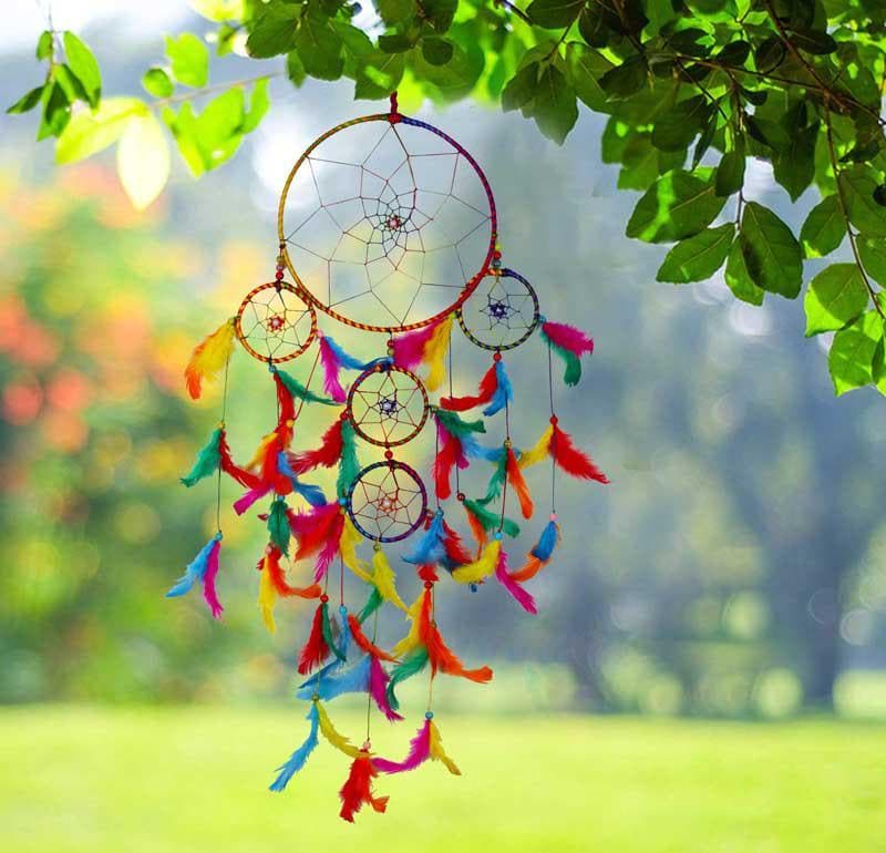 Buy Bohemian Passion Dreamcatcher (Rainbow) - Set Of Two Dreamcatchers from Vaaree