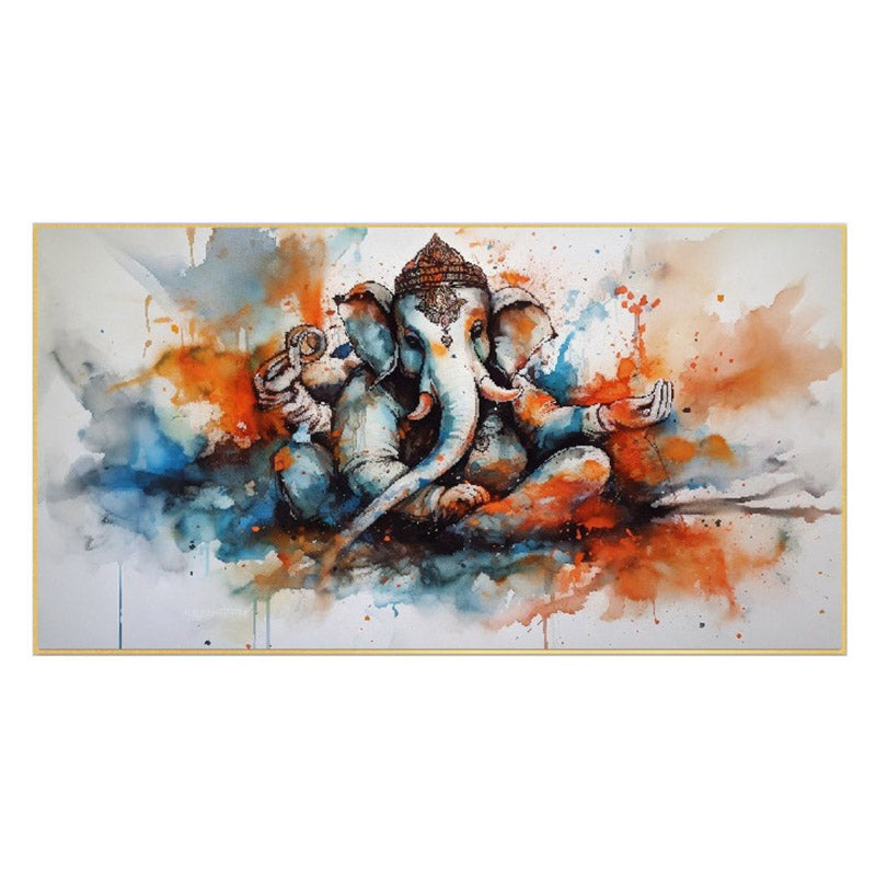 Buy Ganesha Color Spaltter Wall Painting Wall Art & Paintings from Vaaree