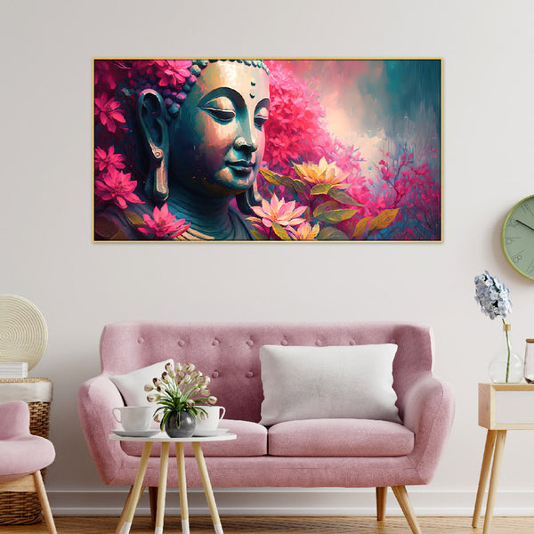 Buy Sacred Meditating Buddha In Garden Wall Painting Wall Art & Paintings from Vaaree