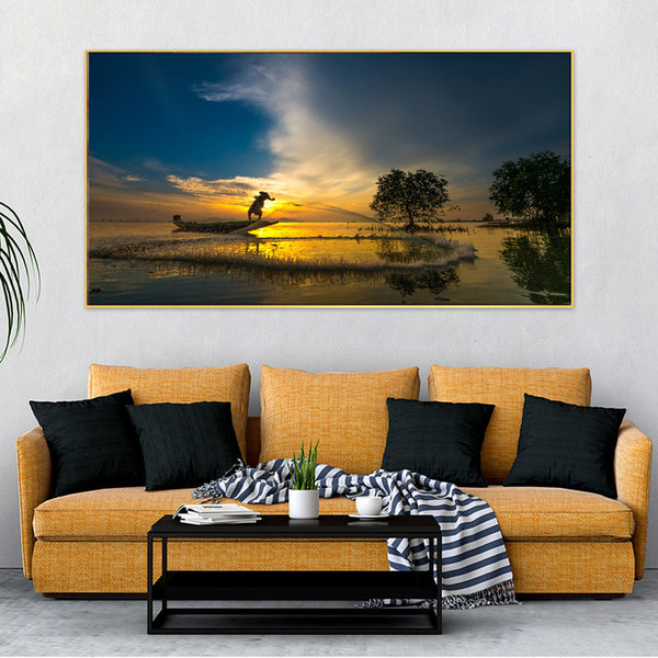 Buy Sunset In the River Wall Painting Wall Art & Paintings from Vaaree