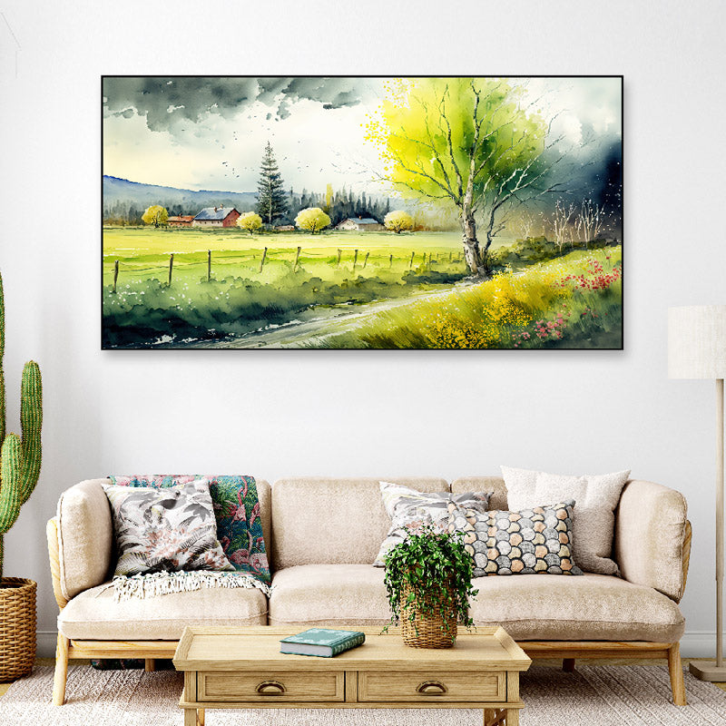 Buy Green Scotland Meadow Wall Painting Wall Art & Paintings from Vaaree