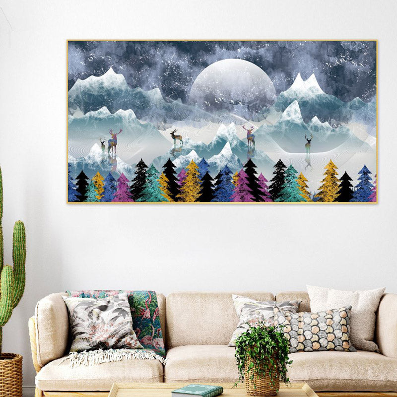 Buy Snowy Peaks Abstract Wall Painting Wall Art & Paintings from Vaaree