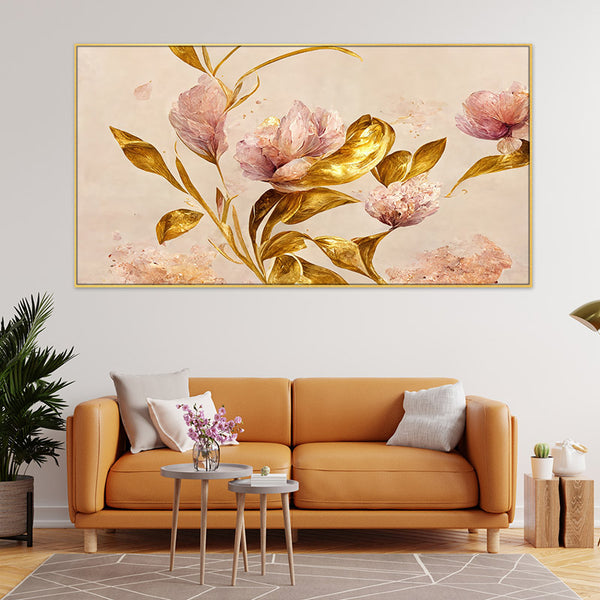 Buy Lida Golden Floral Wall Painting Wall Art & Paintings from Vaaree