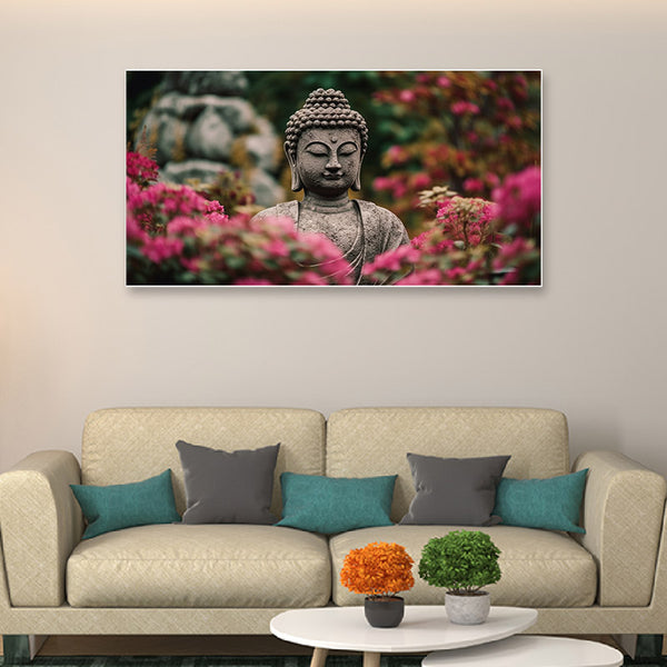 Buy Buddha Statue In Garden Wall Painting Wall Art & Paintings from Vaaree