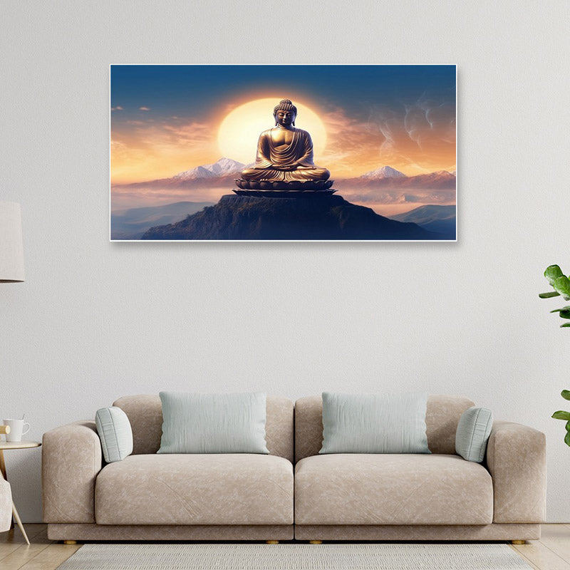 Buy Buddha At Sunrise Wall Painting With Frame Wall Art & Paintings from Vaaree