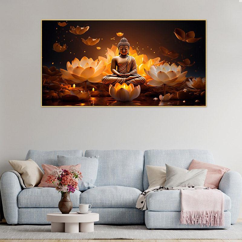 Buy Lotus Glitter Buddha Wall Painting With Frame Wall Art & Paintings from Vaaree