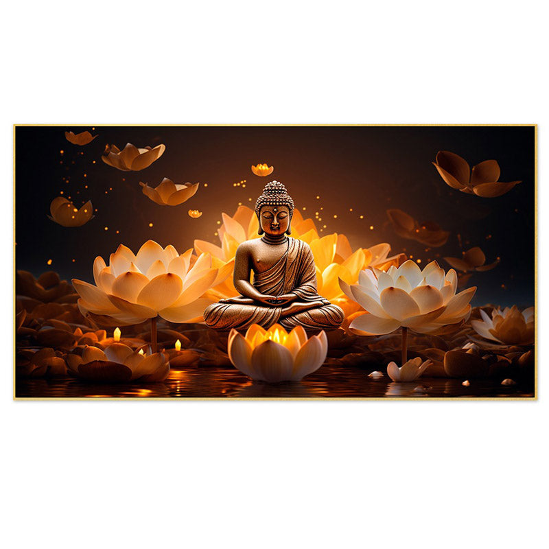 Buy Lotus Glitter Buddha Wall Painting With Frame Wall Art & Paintings from Vaaree