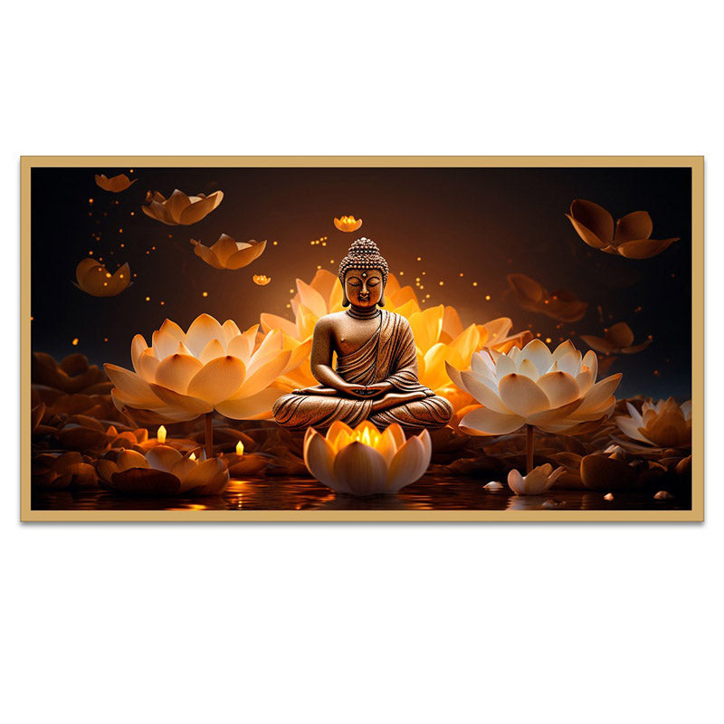 Buy Lotus Glitter Buddha Wall Painting With Frame Wall Art & Paintings from Vaaree