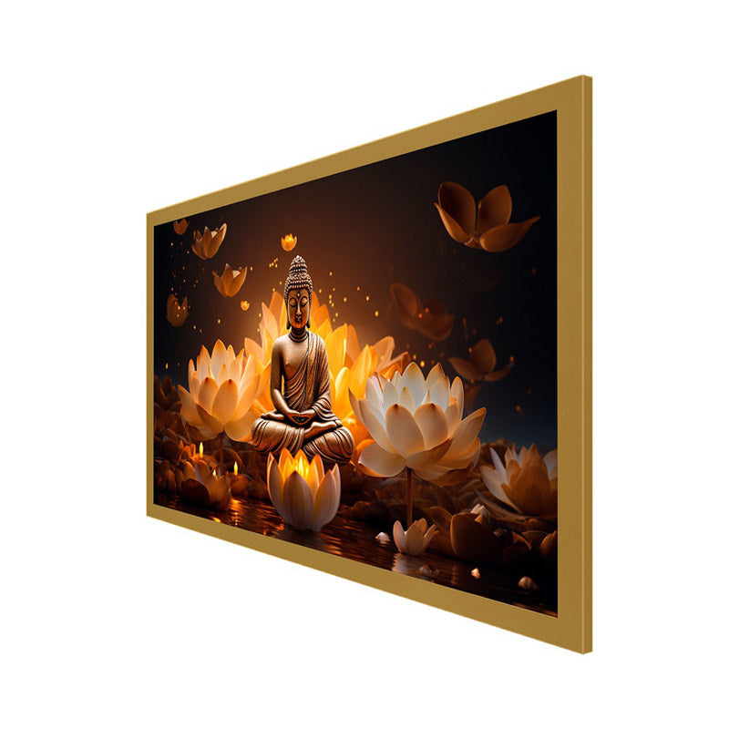 Buy Lotus Glitter Buddha Wall Painting With Frame Wall Art & Paintings from Vaaree