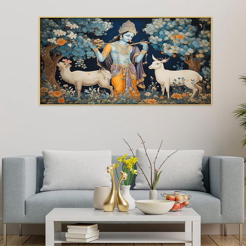 Buy Krishna Bhavana Wall Painting With Frame Wall Art & Paintings from Vaaree