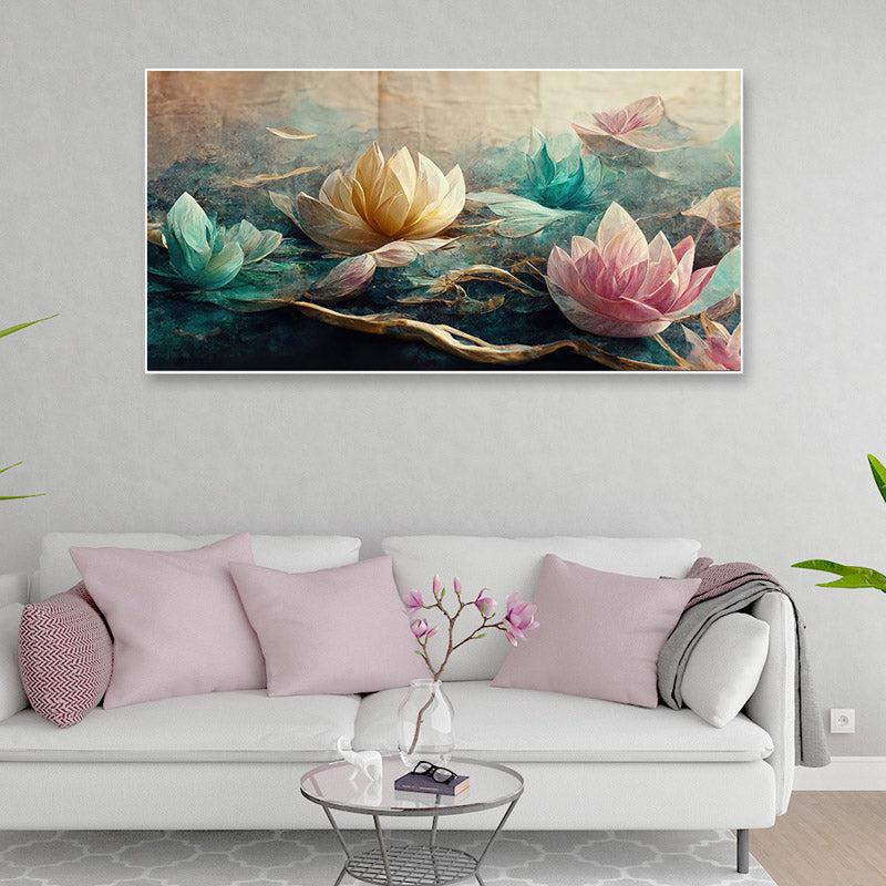 Buy Lotus Gardenia Floral Wall Painting With Frame Wall Art & Paintings from Vaaree