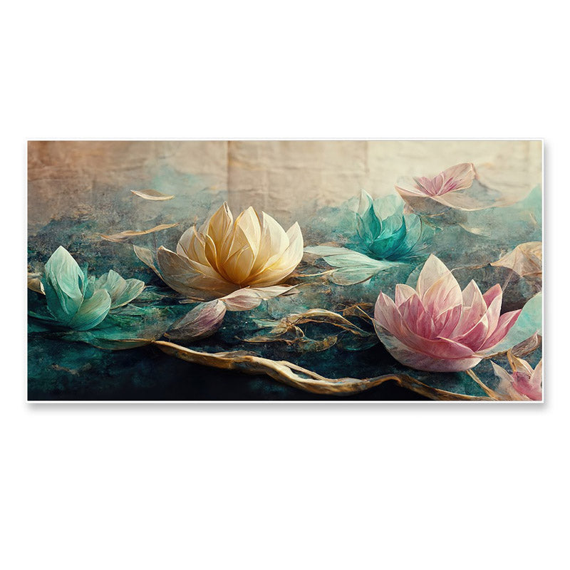 Buy Lotus Gardenia Floral Wall Painting With Frame Wall Art & Paintings from Vaaree