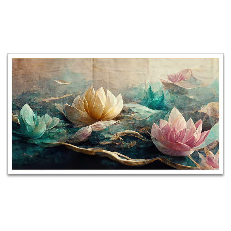 Buy Lotus Gardenia Floral Wall Painting With Frame Wall Art & Paintings from Vaaree