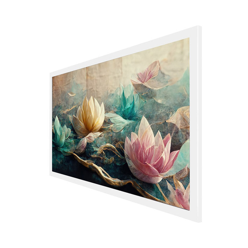 Buy Lotus Gardenia Floral Wall Painting With Frame Wall Art & Paintings from Vaaree