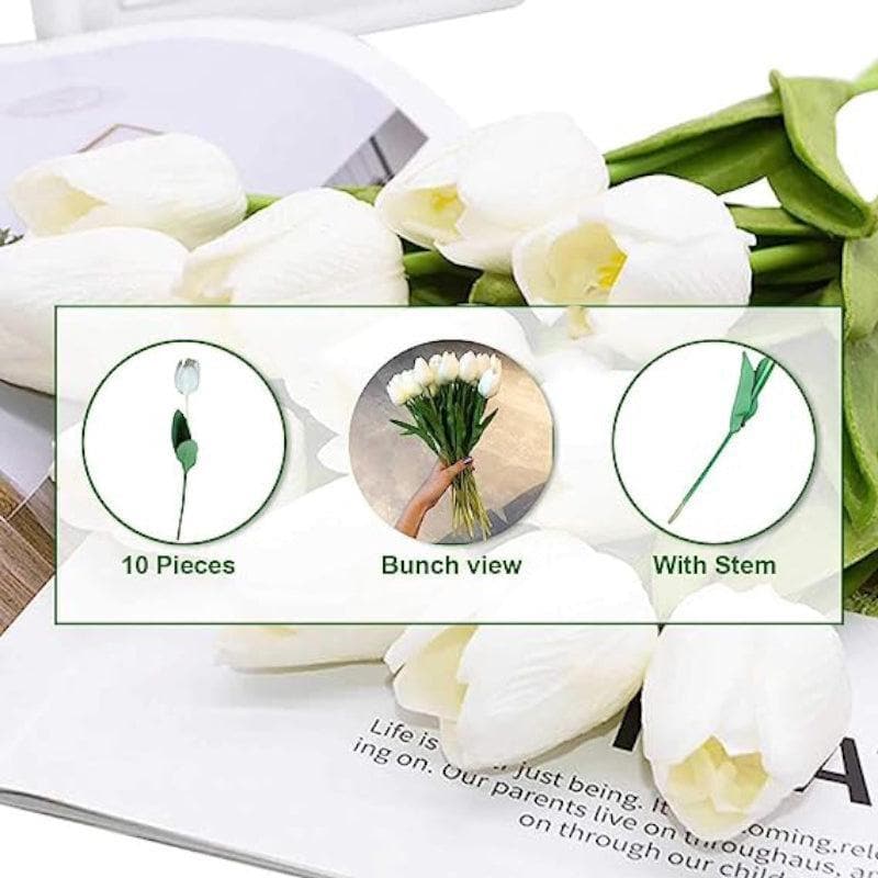 Buy Tulips so Pure Artificial Flower (5 cms) - Set Of Ten Artificial Flowers from Vaaree