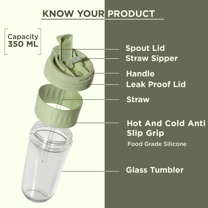 Buy Lazo Glass Sipper - Light Green Sipper from Vaaree